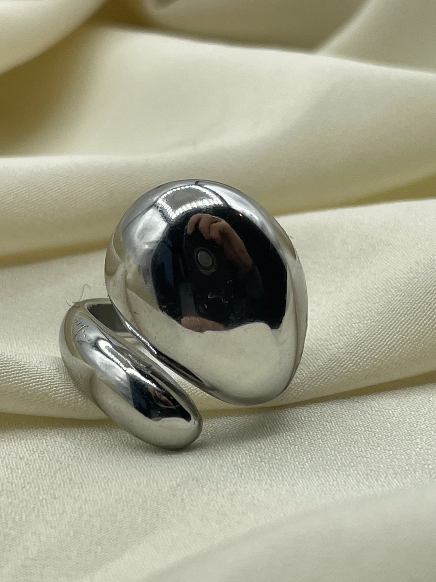 Irregular Large Rolled Ring Silver