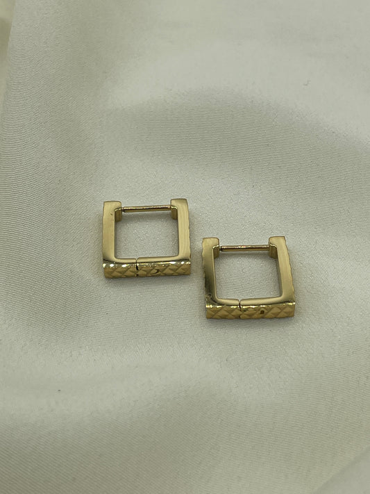 Mini Quilted Square Earrings Gold