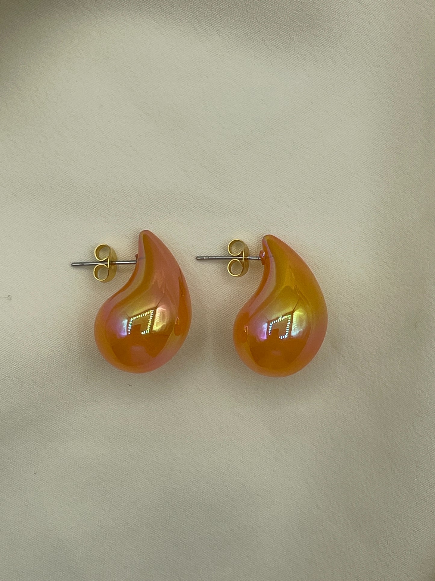 Orange Clear Tears Earrings