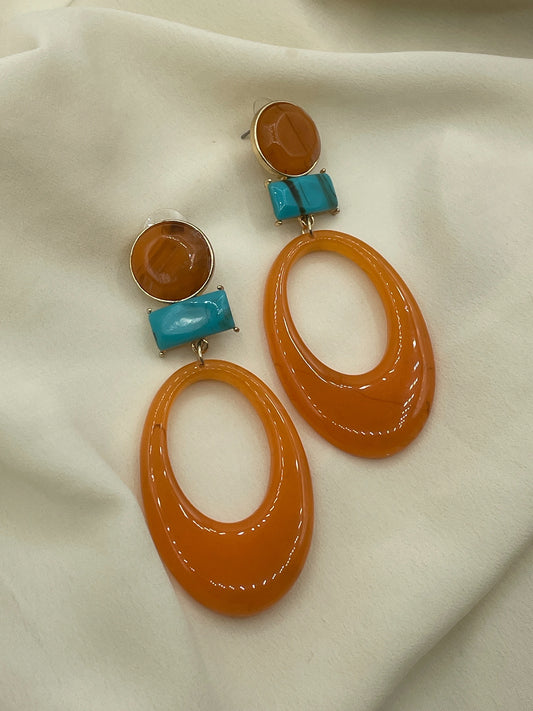 Orange Large Pendant Earrings
