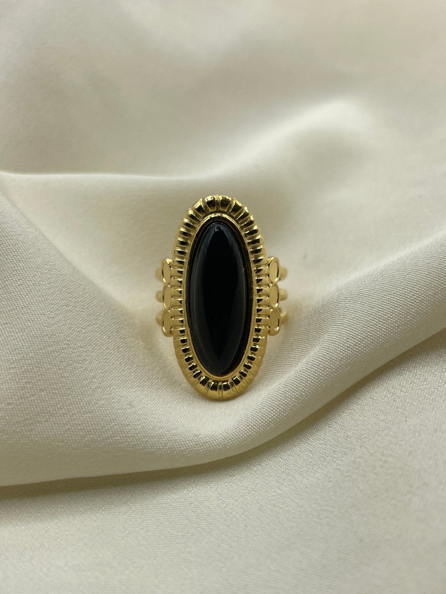 Oval Black Stone Ring