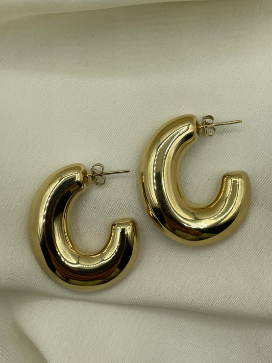 Oval Half Hoops Earrings Gold