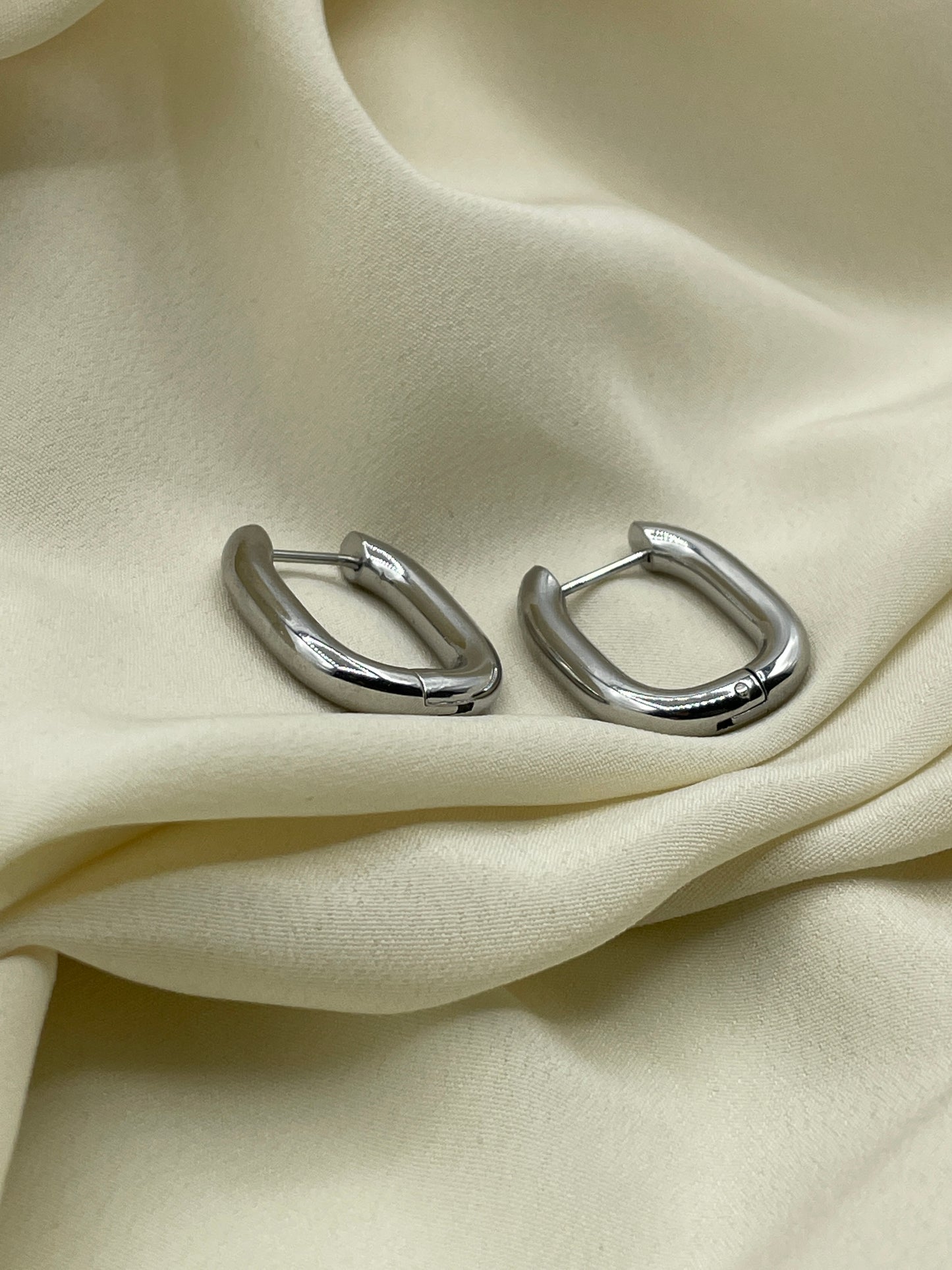 Oval Square Earrings Silver