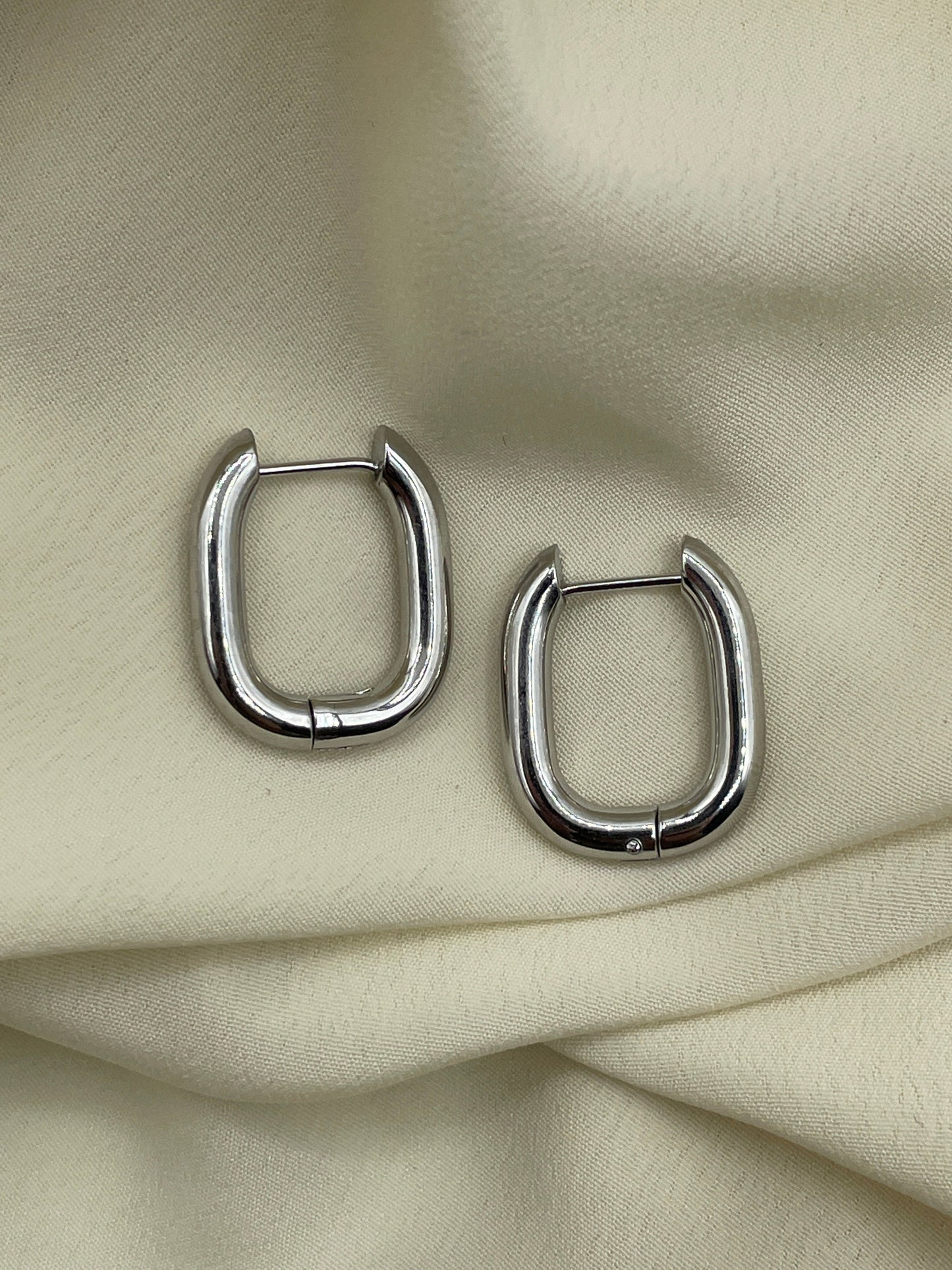 Oval Square Earrings Silver