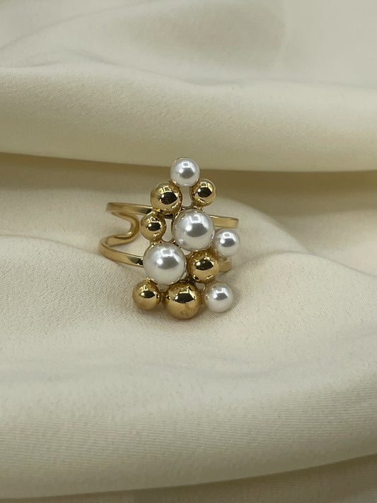 Pearled Gold Bubble Ring