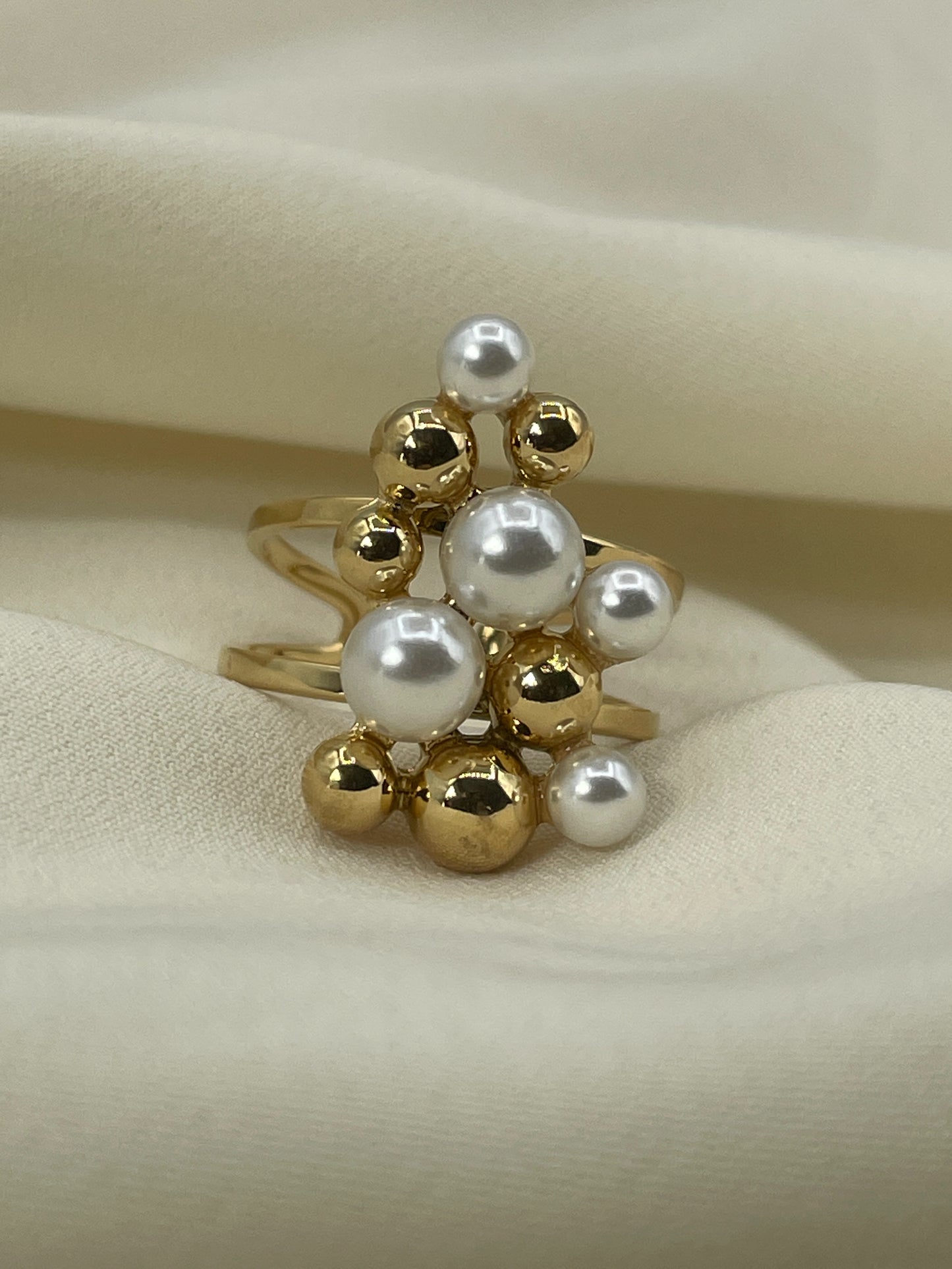 Pearled Gold Bubble Ring