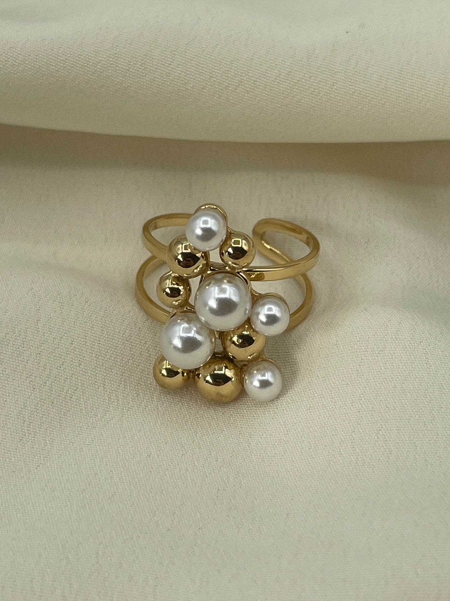 Pearled Gold Bubble Ring