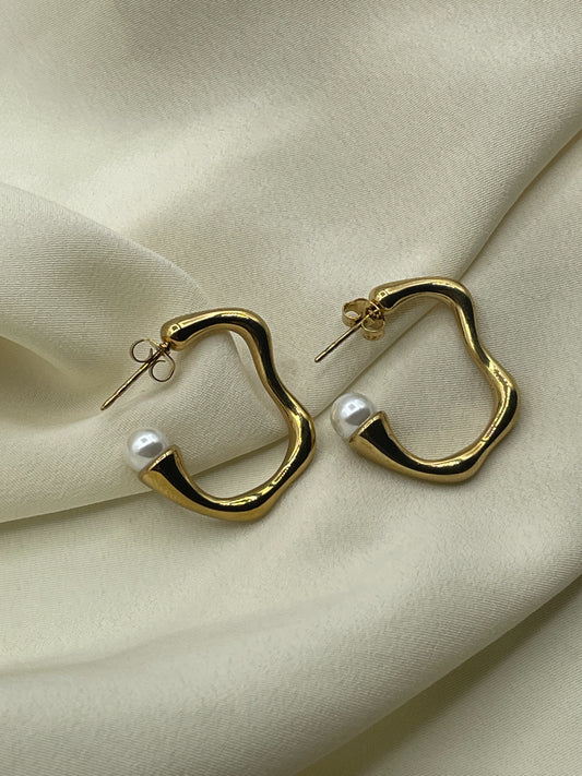 Pearled Hook Earrings Gold