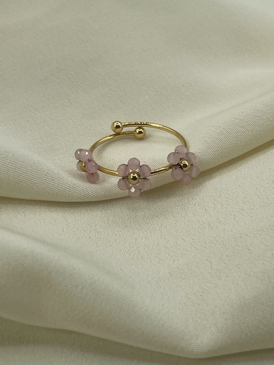 Pink Triple Flower Rings