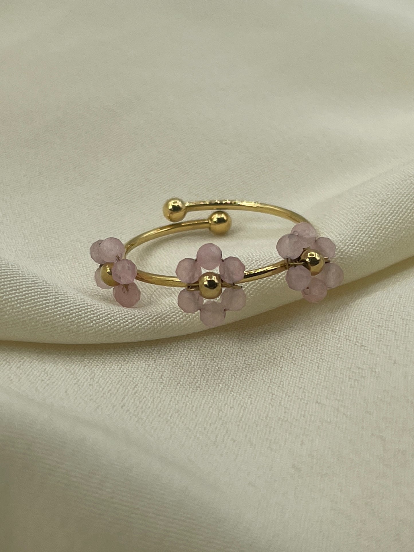 Pink Triple Flower Rings