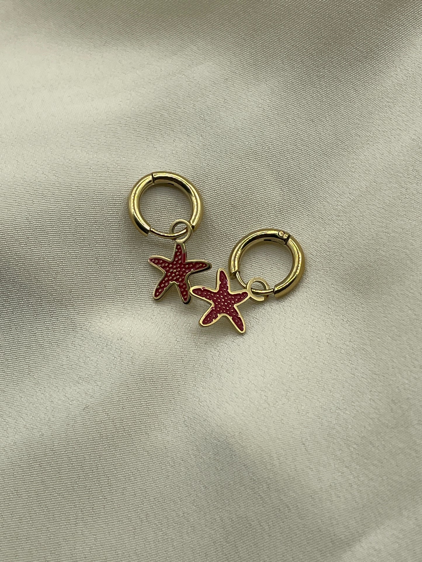 Red Starfish Pendant Earrings