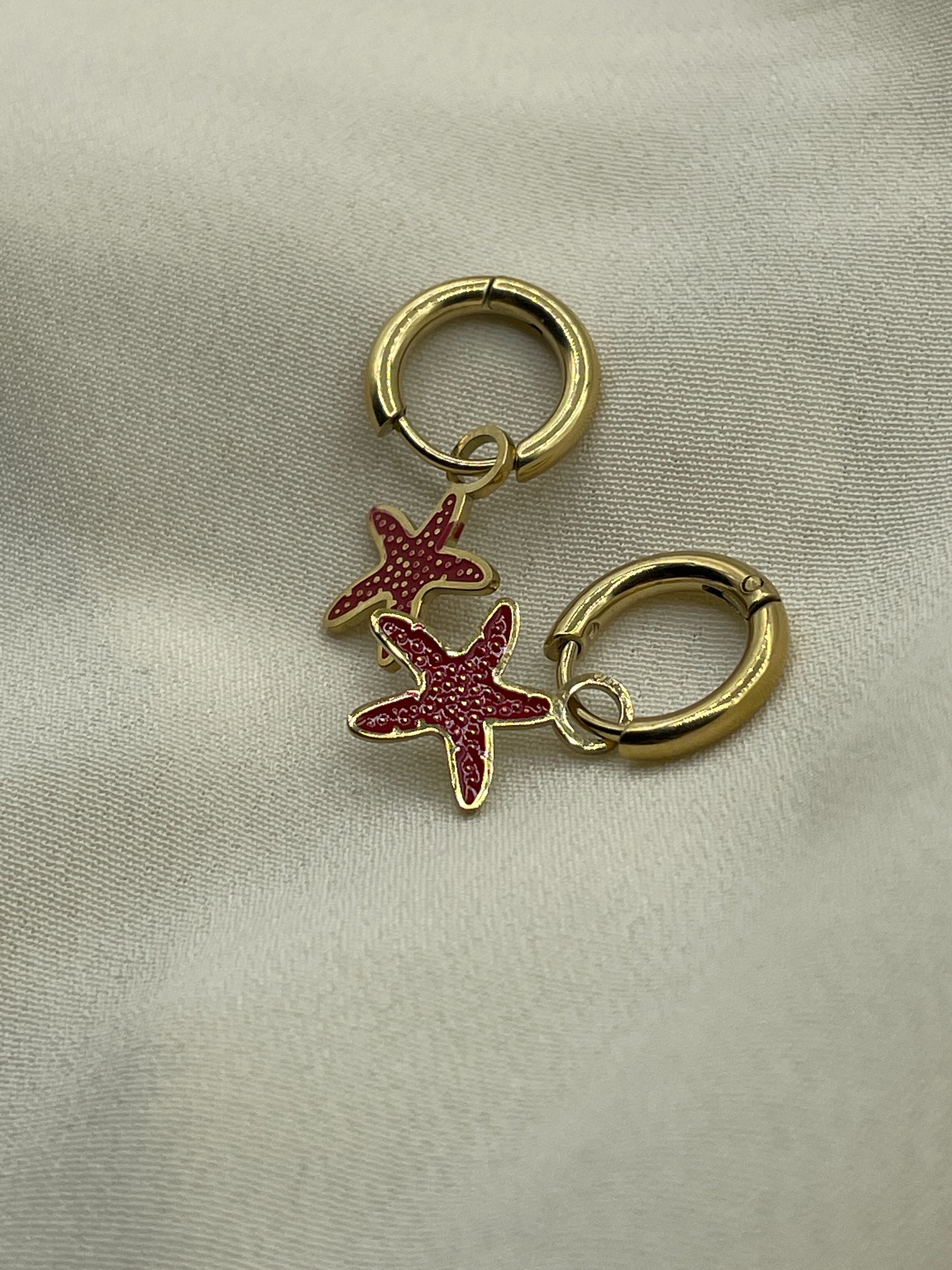 Red Starfish Pendant Earrings