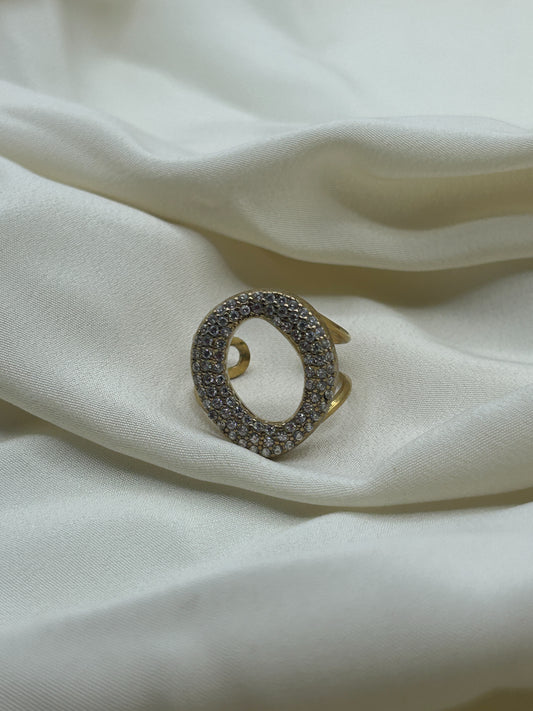 Rhinestone Circle Ring Gold