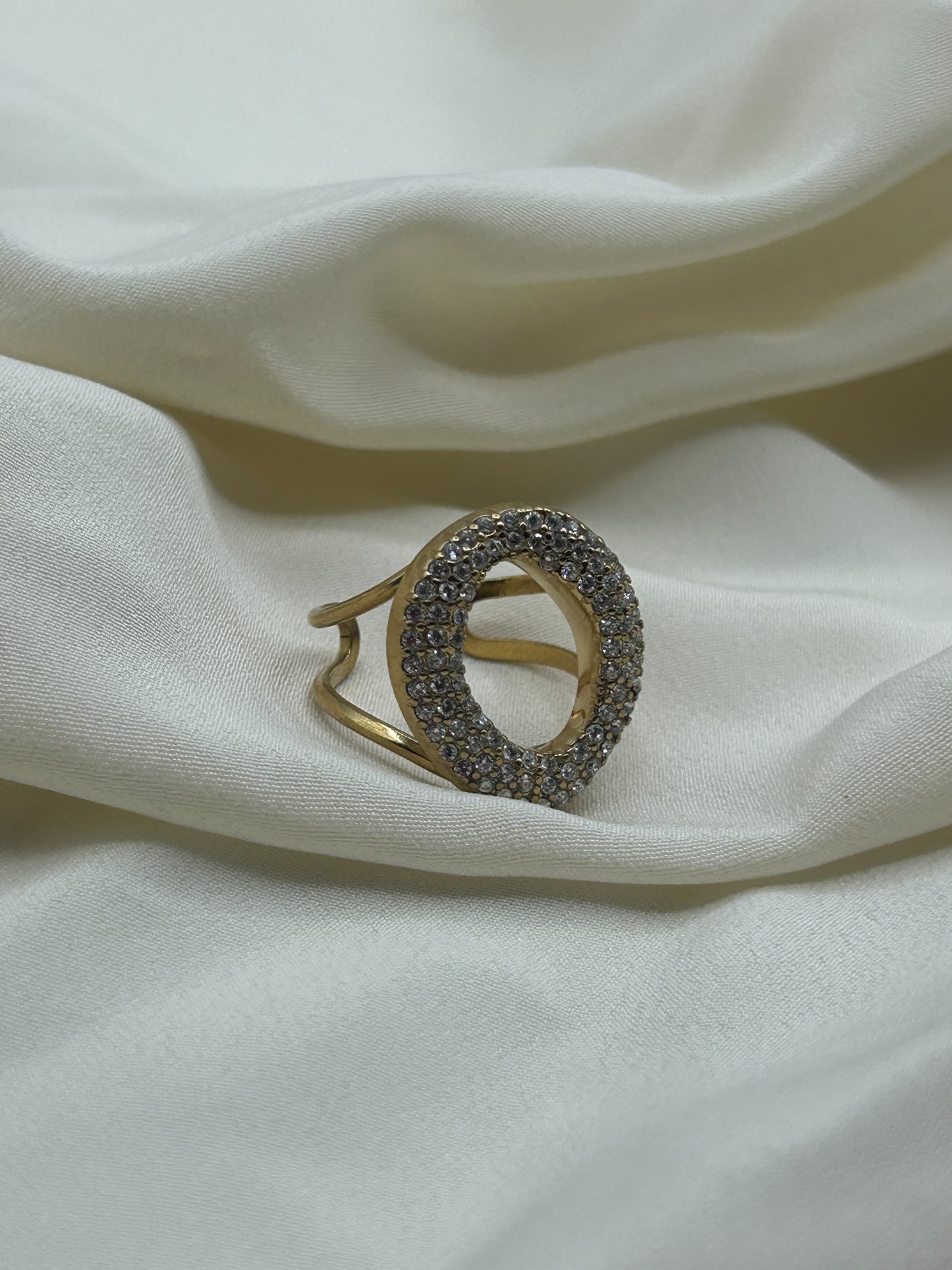 Rhinestone Circle Ring Gold