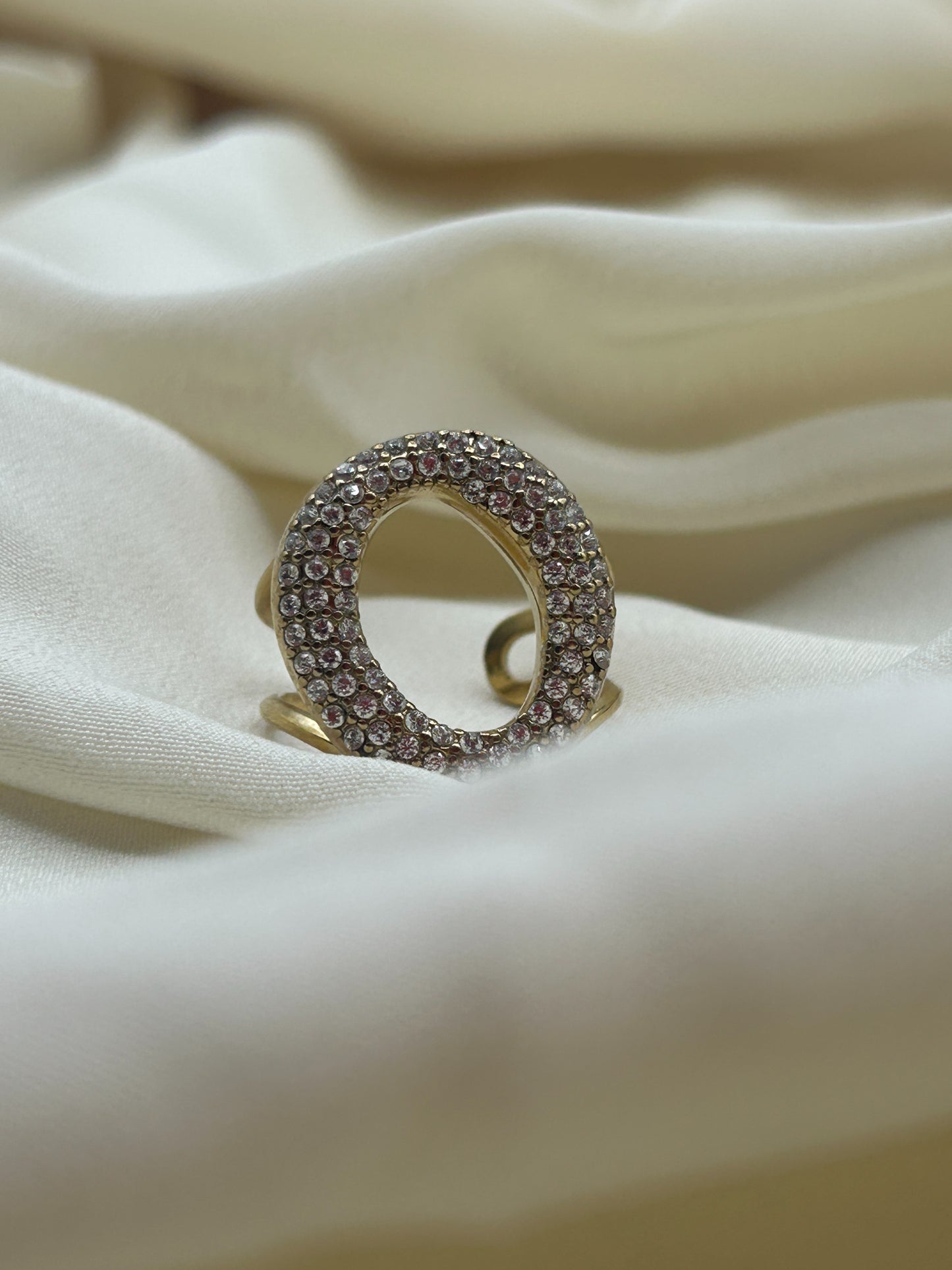Rhinestone Circle Ring Gold