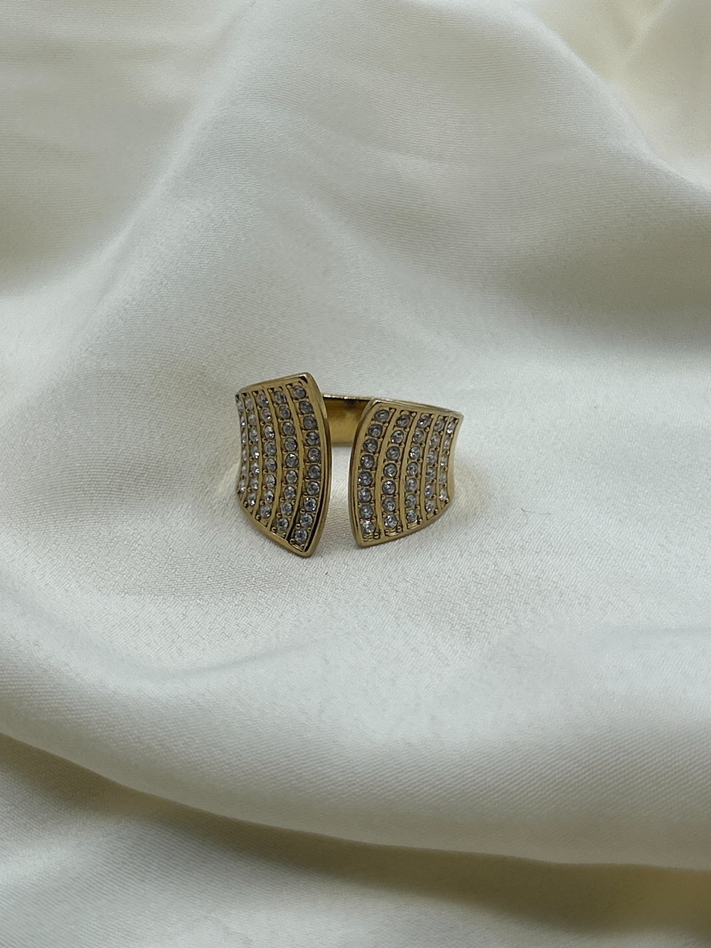 Rhinestone Open Ring Gold