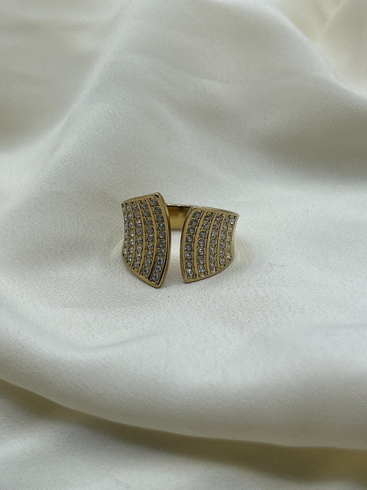 Rhinestone Open Ring Gold