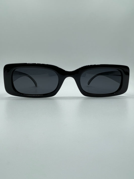 Round Black Rectangular Sunglasses