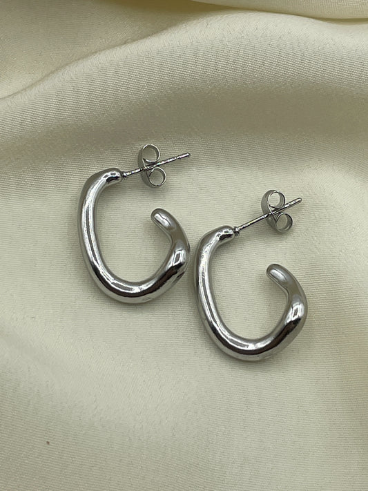 Round Serpentine Earrings Silver