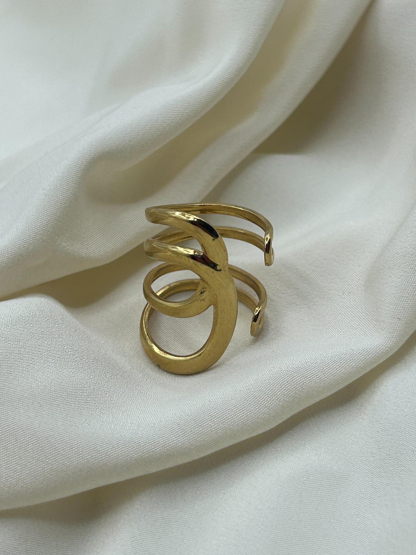 Scribble Open Ring Gold