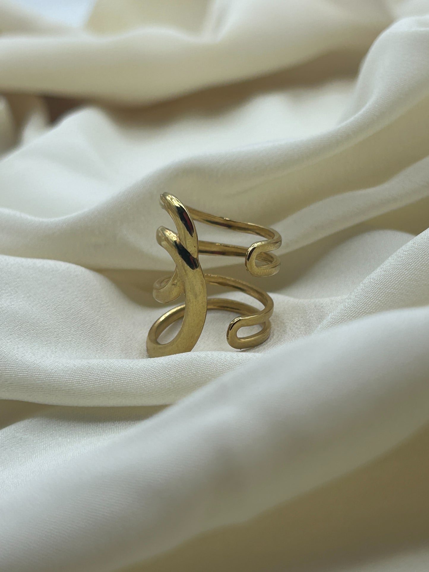 Scribble Open Ring Gold