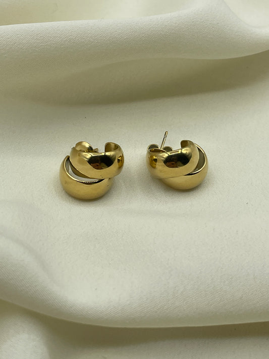 Shifted Mini Hoops Earrings Gold