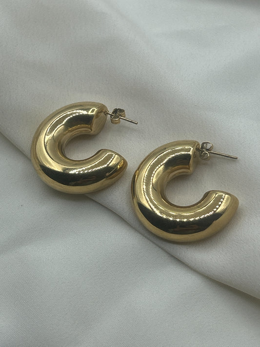 Thick Open Hoops Earrings Gold