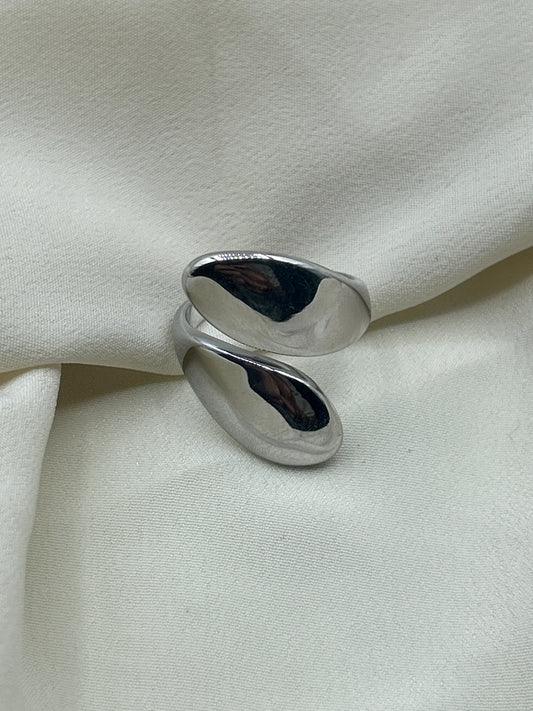 Thin Double Tears Ring Silver