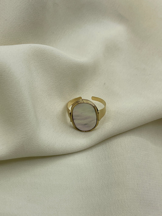 White Oval Stone Ring