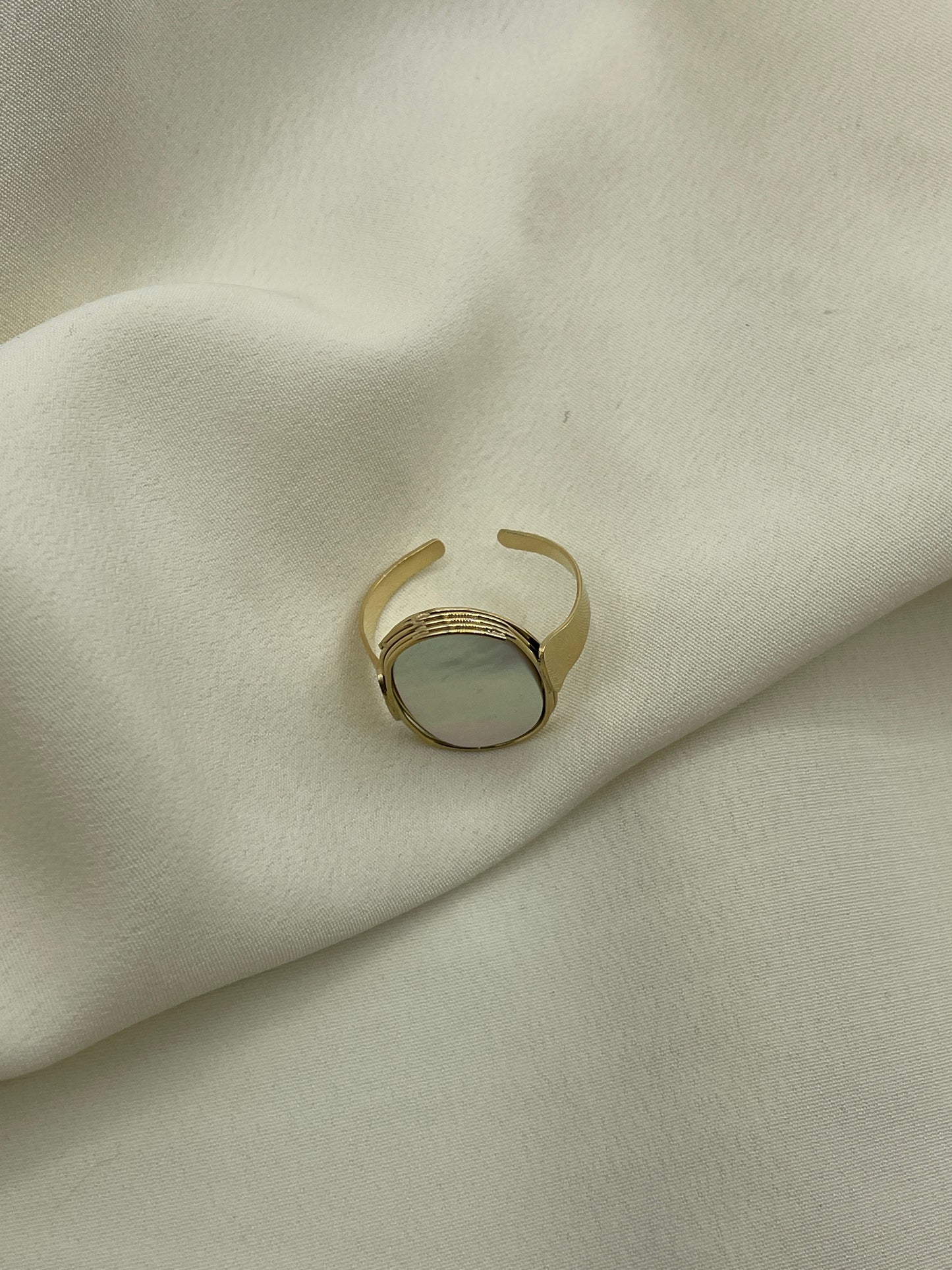 White Oval Stone Ring