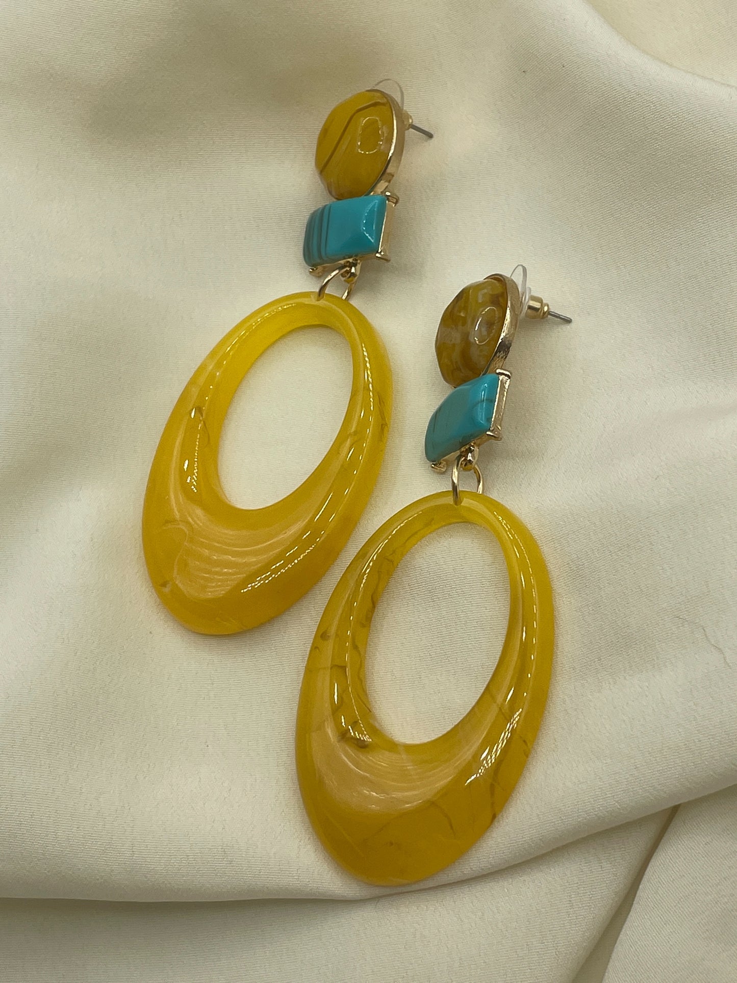 Yellow Large Pendant Earrings