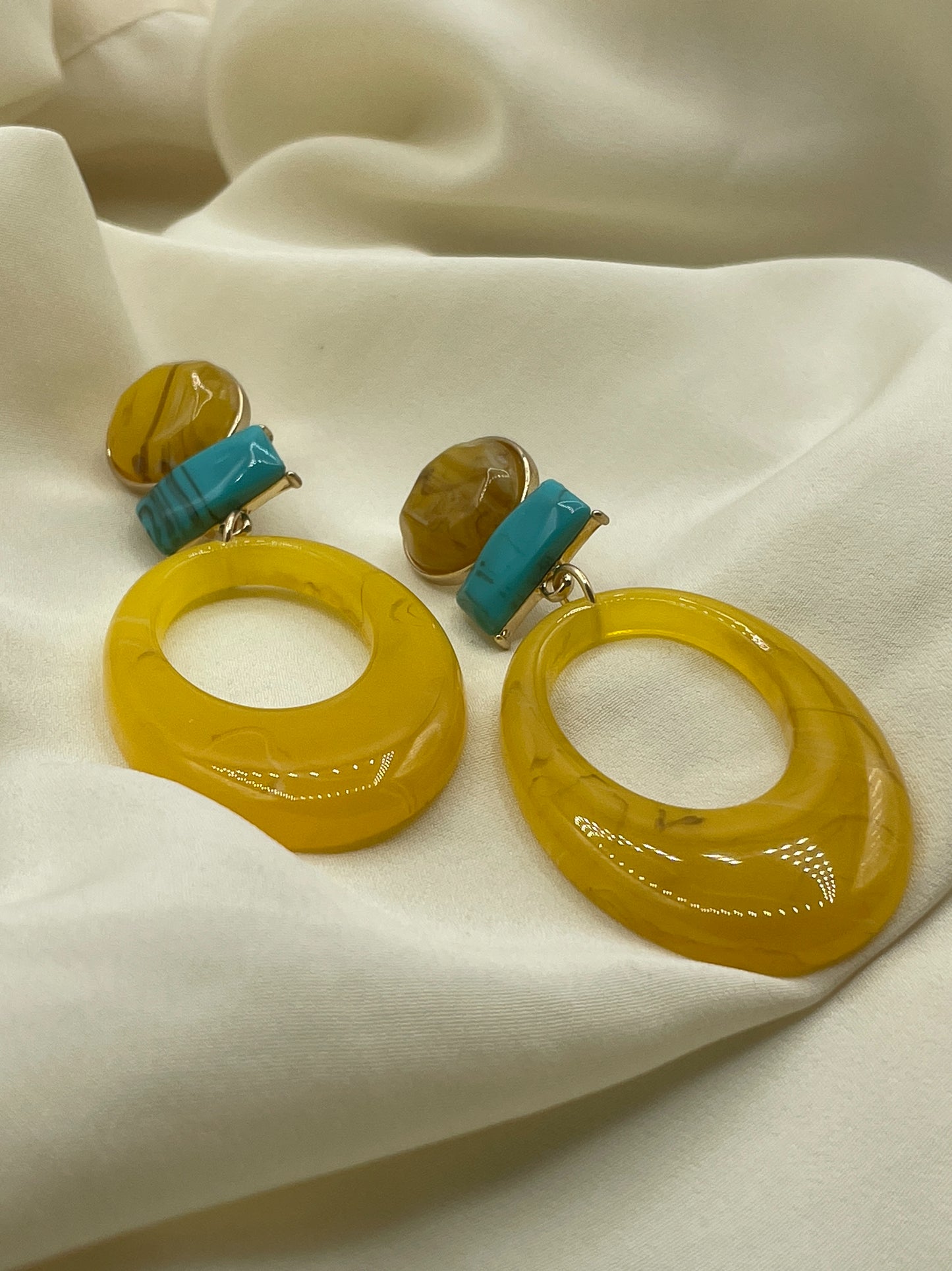 Yellow Large Pendant Earrings