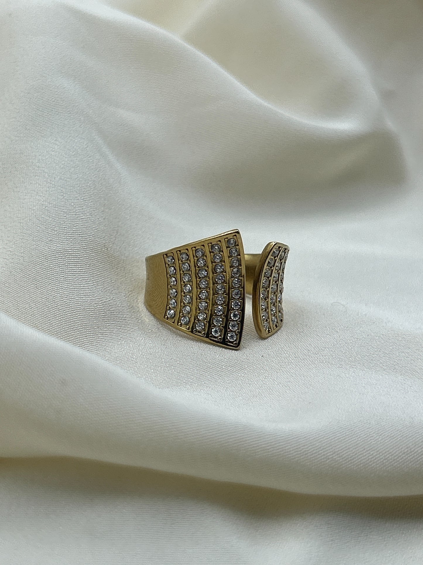 Rhinestone Open Ring Gold
