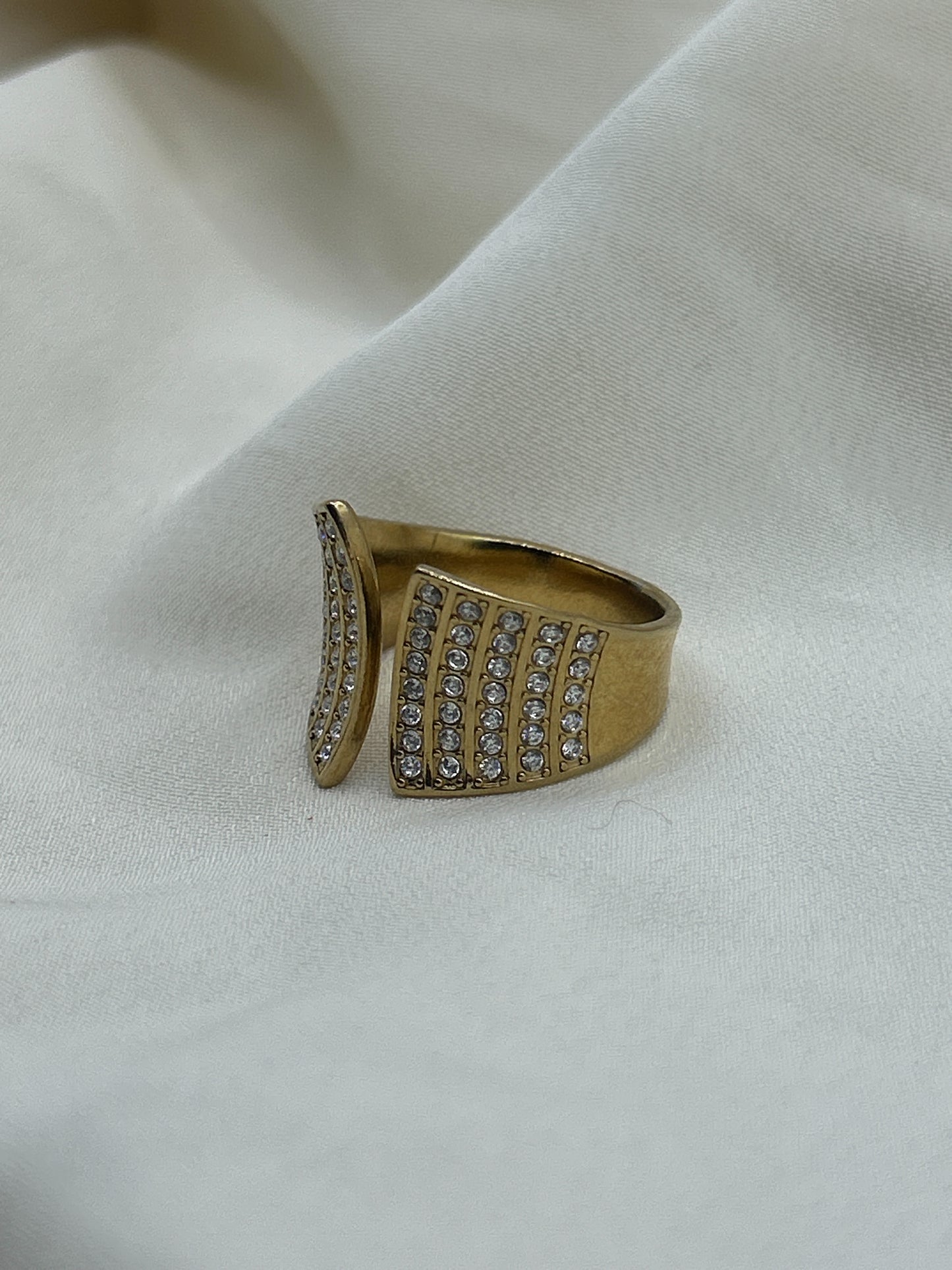 Rhinestone Open Ring Gold