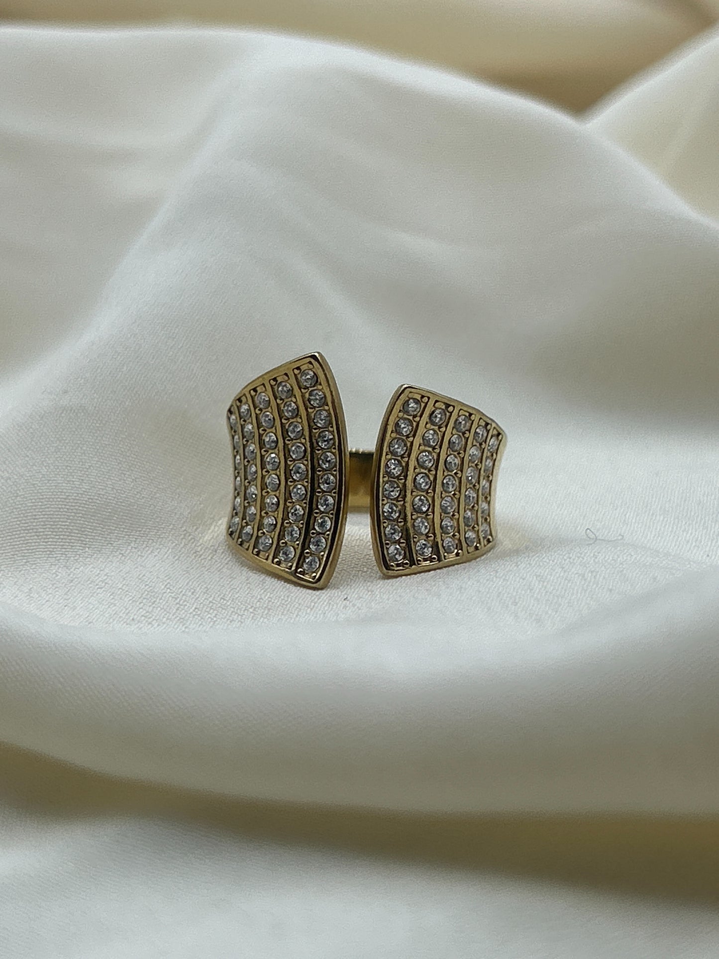 Rhinestone Open Ring Gold